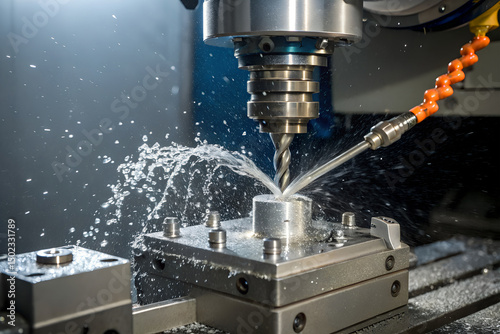 close-up of precision cnc machine cutting
