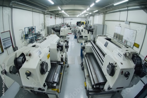 Industrial workshop featuring multiple machine tools in a spacious environment
