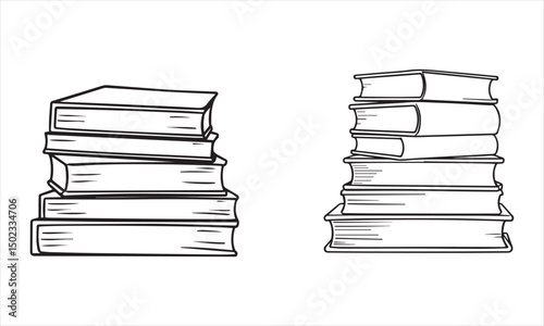 Books and an apple isolated on white or transparent background