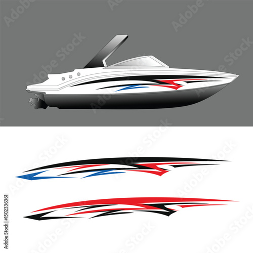 ship wrap sticker design vector. jet boat vinyl sticker
