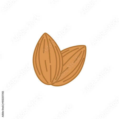 Almond icon. Natural healhty food symbol. Vector illustration isolated on white.