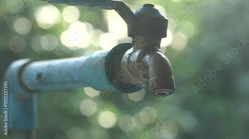 Water dripping from old faucets waiting to be replaced
