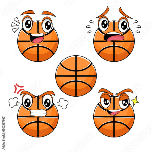BASKETBALL SPORT cartoon vector illustration with expression