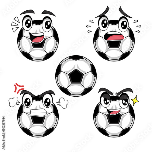 SOCCER BALL SPORT cartoon vector illustration with expression