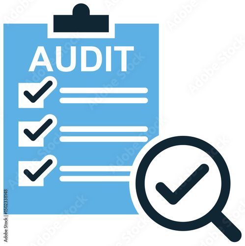Audit icon vector for financial check, verification, and compliance review. Ideal for accounting, internal control, report validation, and corporate transparency visuals.