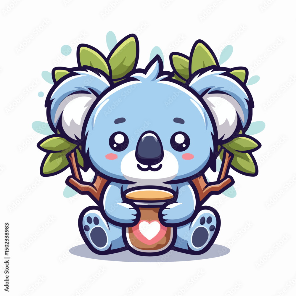 Naklejka premium Vector cartoon blue koala