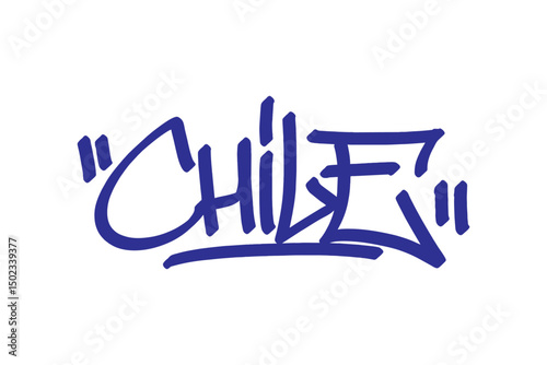 Chile graffiti tag in bold vector lettering on transparent background, showcasing vibrant urban culture and creative street art. Perfect for hip hop, youth, and cultural design projects.