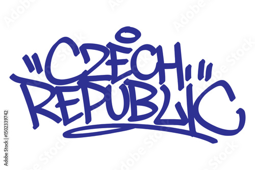 Czech Republic graffiti tag in bold vector lettering on transparent background, showcasing vibrant urban culture and creative street art. Ideal for hip hop, youth, and cultural design projects.
