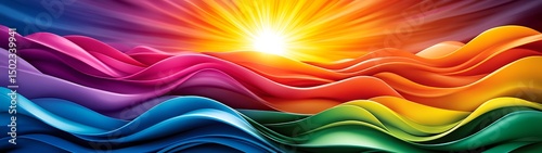 Abstract rainbow waves with sunlight
