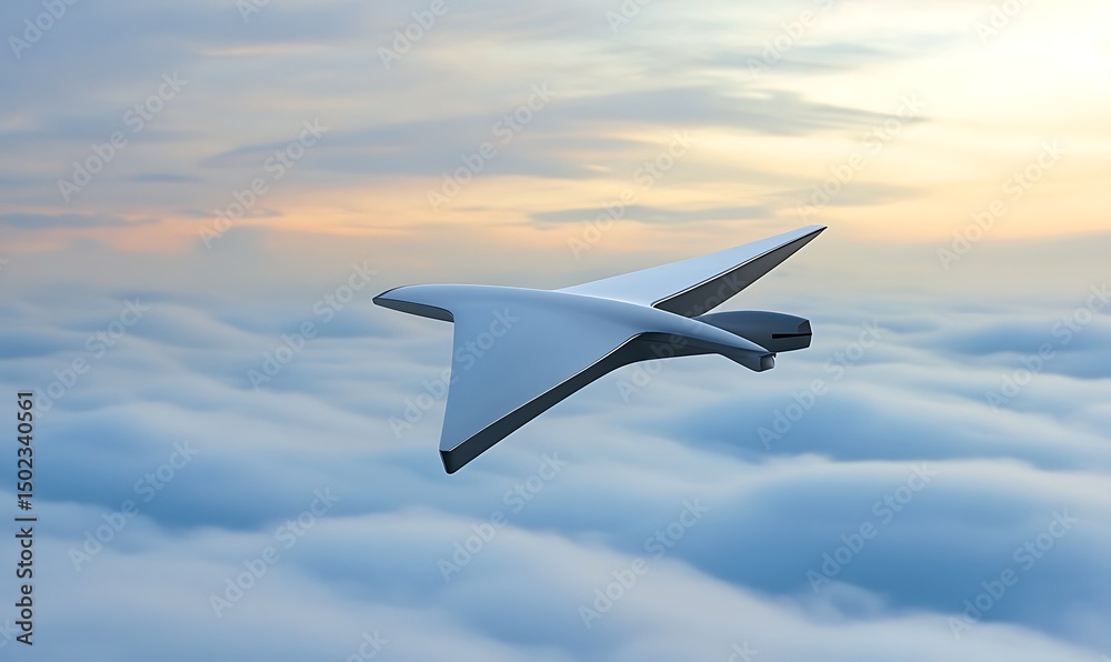 Fototapeta premium Abstract Aircraft in Flight A Modern Design Above the Clouds
