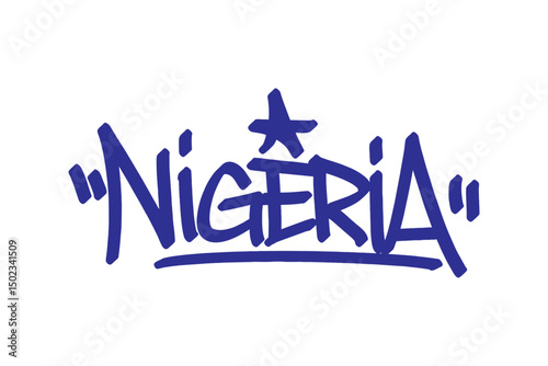Nigeria graffiti tag in bold vector lettering on transparent background, showcasing vibrant urban culture and creative street art. Perfect for hip hop, youth, and cultural design projects.