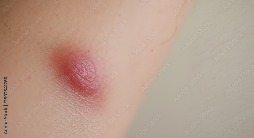 Fototapeta premium Skin bump on human arm with redness around the area