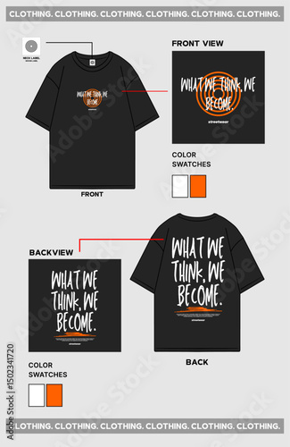 Design T shirt oversize, front and back