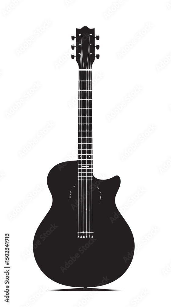 Naklejka premium Guitar silhouette isolated on white background