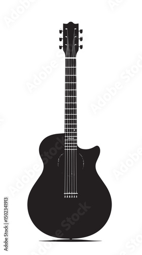  Guitar silhouette isolated on white background