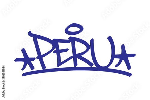 Peru graffiti tag in bold vector lettering on transparent background, capturing vibrant urban culture and creative street art. Perfect for hip hop, youth, and cultural design projects.