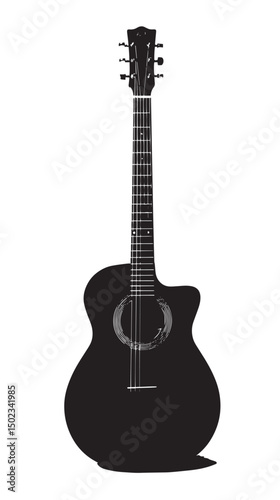  Guitar silhouette isolated on white background