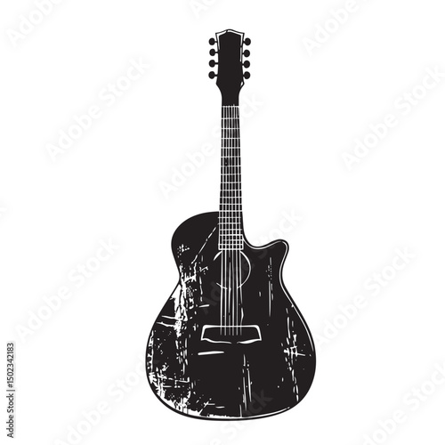  Guitar silhouette isolated on white background
