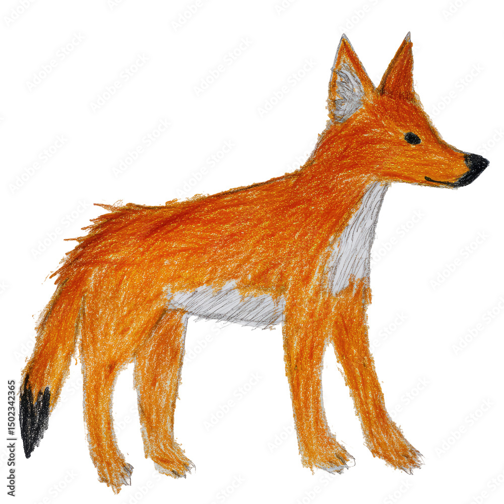 Obraz premium Vibrant 2D Drawing of a Dhole in Bold Colors with Simplistic Design