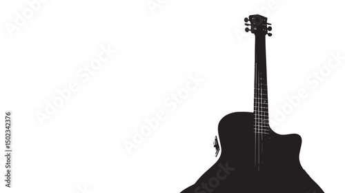  Guitar silhouette isolated on white background