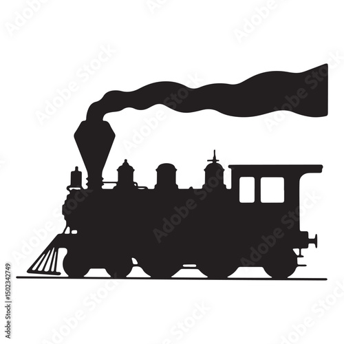 Steam locomotive of Silhouette on white background