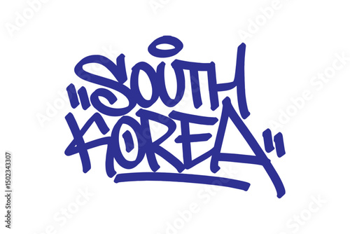 South Korea graffiti tag in bold vector lettering on transparent background, showcasing dynamic urban culture and creative street style. Perfect for hip hop, youth, and modern design projects.