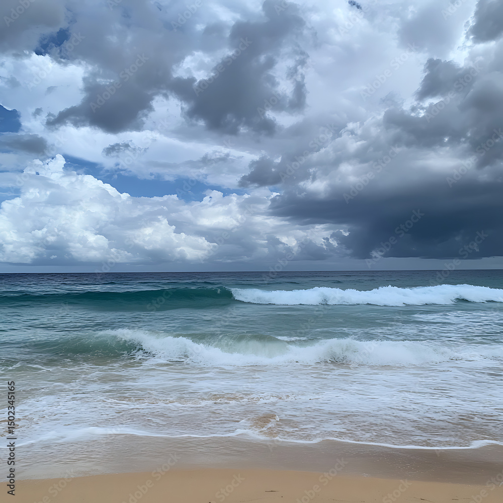 Fototapeta premium Shallow water edge smoothly rolls ashore in high resolution picture