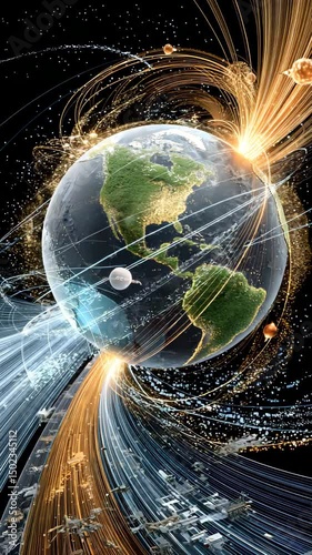 Space Energy Distribution planetary energy flow, planetary energy flow, planetary energy flow through global data and satellite system Global Data Motion Visualization
