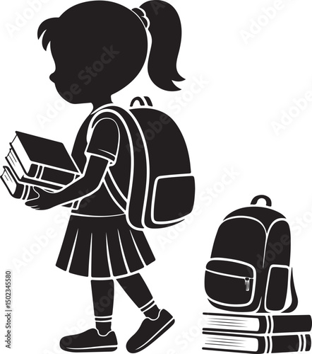 Students Walking to School Silhouette

Backpack Ready – School Time Vector

First Day of School Silhouette Scene

Back to School Bus Arrival Vector Art

Books, Bell & Kids – School Silhouette Design