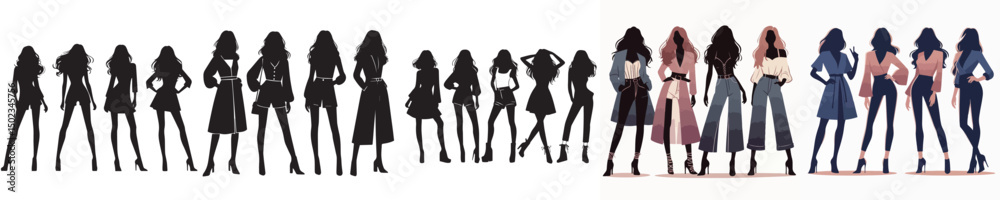 Obraz premium vector female model silhouette standing pose