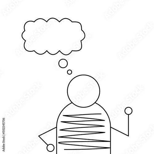 Minimalist Human Icon with Speech Bubble Outline.