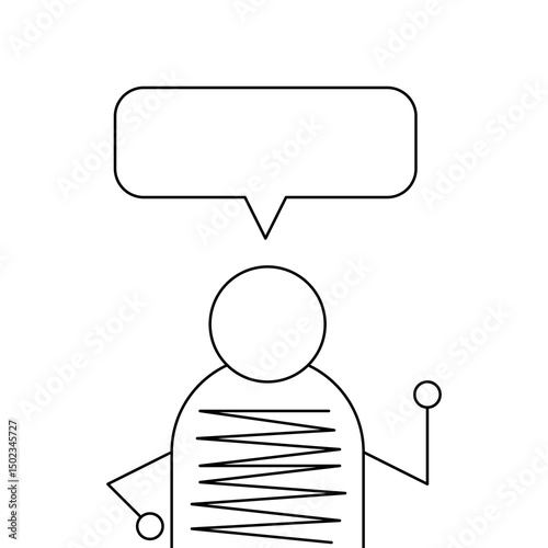 Minimalist Human Icon with Speech Bubble Outline.
