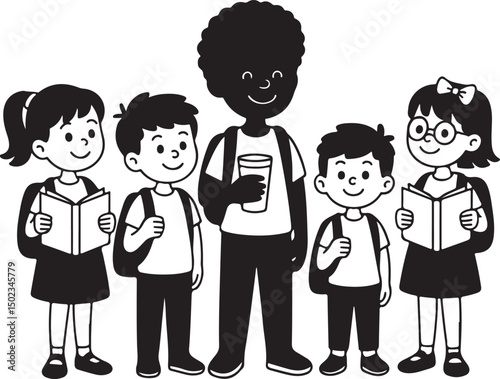 Students Walking to School Silhouette

Backpack Ready – School Time Vector

First Day of School Silhouette Scene

Back to School Bus Arrival Vector Art

Books, Bell & Kids – School Silhouette Design