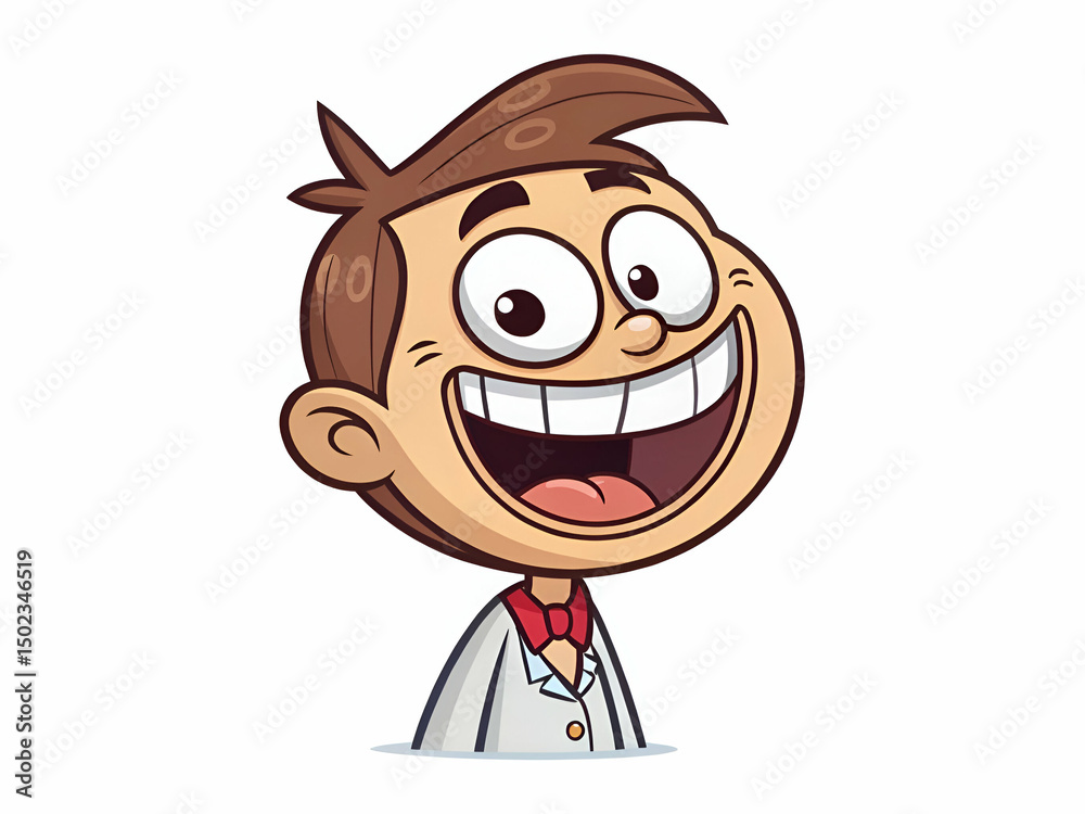 Fototapeta premium Smiling Cartoon Character Head with Happy Expression