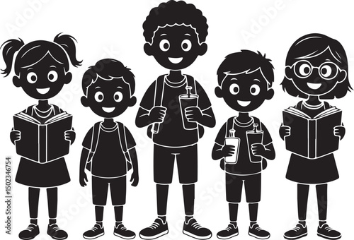 Students Walking to School Silhouette

Backpack Ready – School Time Vector

First Day of School Silhouette Scene

Back to School Bus Arrival Vector Art

Books, Bell & Kids – School Silhouette Design