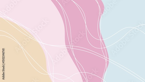 Modern colorful line abstract background with dynamic wavy shapes. Minimal flowing wavy shapes background, illustration.