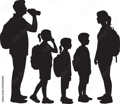 Students Walking to School Silhouette

Backpack Ready – School Time Vector

First Day of School Silhouette Scene

Back to School Bus Arrival Vector Art

Books, Bell & Kids – School Silhouette Design