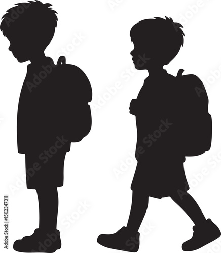 Students Walking to School Silhouette

Backpack Ready – School Time Vector

First Day of School Silhouette Scene

Back to School Bus Arrival Vector Art

Books, Bell & Kids – School Silhouette Design