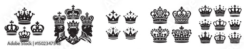 vector set of king crown silhouettes