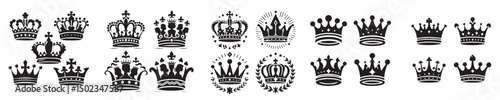 vector set of king crown silhouettes