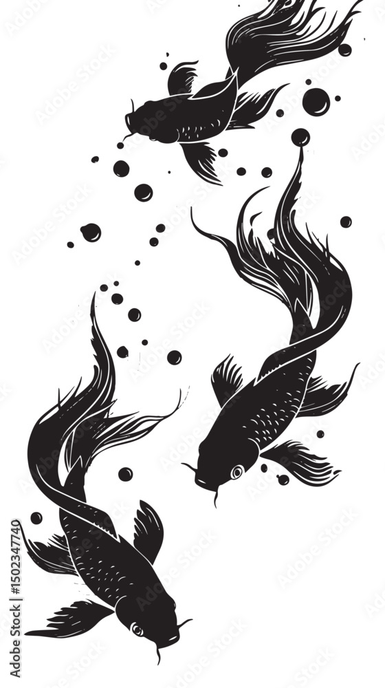 Obraz premium Guppies silhouette isolated in White background