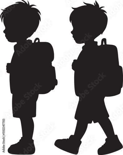 Students Walking to School Silhouette

Backpack Ready – School Time Vector

First Day of School Silhouette Scene

Back to School Bus Arrival Vector Art

Books, Bell & Kids – School Silhouette Design