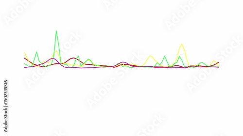  colorful audio lines visualization animation on white background, color line audio waveform Equalizer animated.
