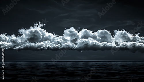 Dramatic night clouds over still water