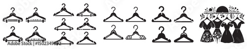 hanger silhouette vector icon set
