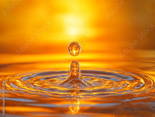 Golden water droplet splash
