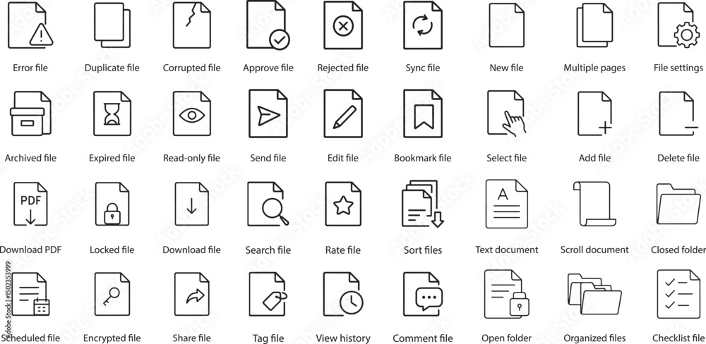 Obraz premium File and Document Icons Set, Vector Illustration.