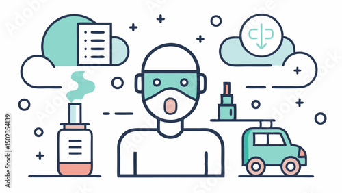Editable Stroke Icons Illustrating Air Pollution Themes Like Factory Smoke and Emissions Suitable for Environment Reports, Clean Air Projects, and Ecology Apps