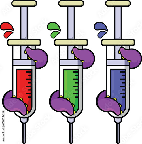 Syringe Tentacle Hybrid Vector - Medical Monster Illustration - Sci-Fi Vaccine Design