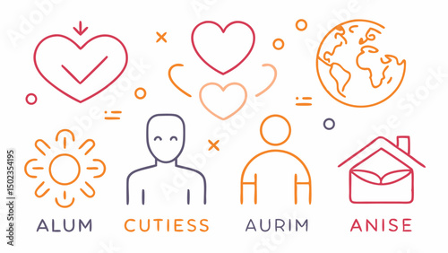 Charity and Altruism Icons in Stroke Style Featuring Donation, Helping Hands, and Community Support Symbols Ideal for NGO Campaigns and Social Impact Projects